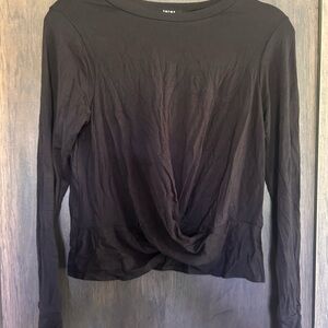 NWT Terez Black Twist Front Long Sleeve Blouse